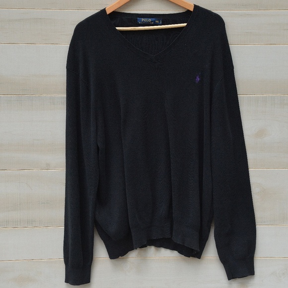Polo Ralph Lauren Black V-Neck Sweater Size XXL - Picture 1 of 4